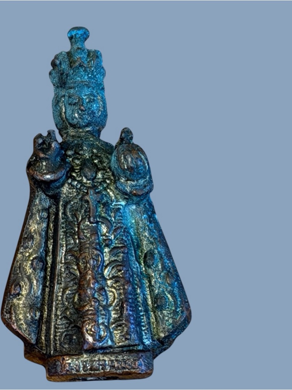 Vintage French devotional cast metal figurine of the Infant of Prague 1.5”